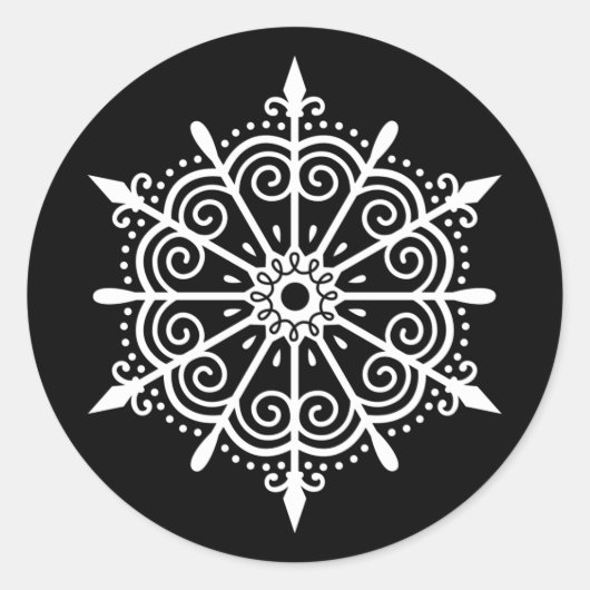 Rond Élégant Sticker noir blanc de Noël (Devant)