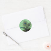 Rond Élégant Sticker Peacock (vert) (Enveloppe)