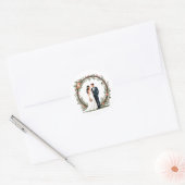 Rond Élégant Sticker Portrait de Mariage (Enveloppe)