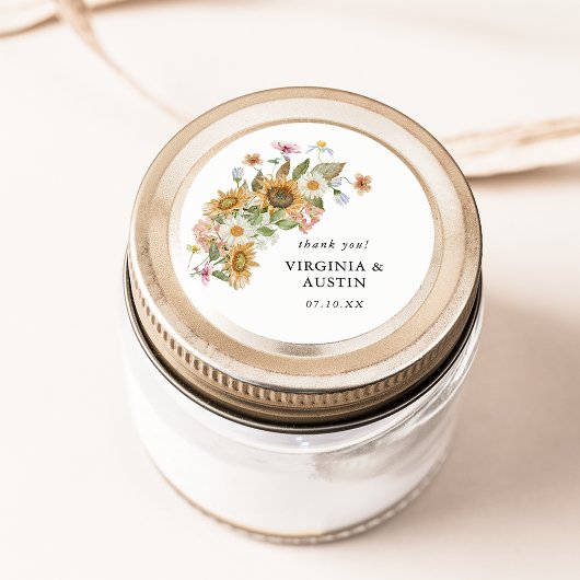 Rond Élégant Sticker Tournesol