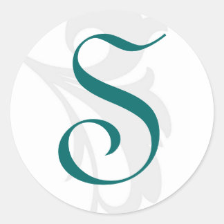 Rond Élégant Sticker Turquoise Monogram Mariage