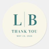 Rond Elegant Teal Serif Wedding Thank You Sticker (Devant)