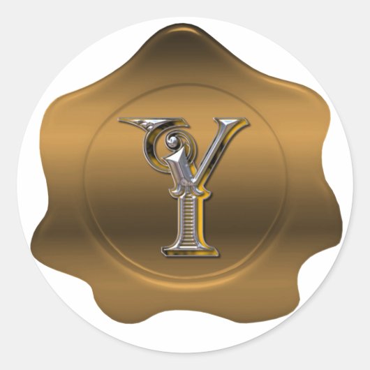 Rond Élégant Y Monogramme Sticker en cire de bronze (Devant)