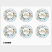 Rond Élégants Snowflakes Joyeux Noël | Sticker (Feuille)