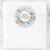 Rond Élégants Snowflakes Joyeux Noël | Sticker (Sac)