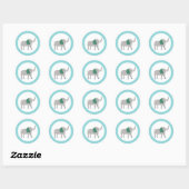 Rond Elephant Round Favor Sticker Bright Zoo Jungle (Feuille)