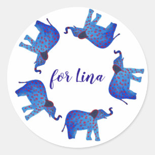 Rond Eléphants, Nom personnalisé, Sticker