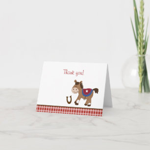 Rond 'Em Up Horse Western Gevouwen Dank je opmerki Bedankkaart