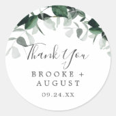 Rond Émeraude Vert Merci Mariage Favor Sticker (Devant)