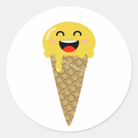 Rond Emoji crème glacée Happy Sticker (Devant)
