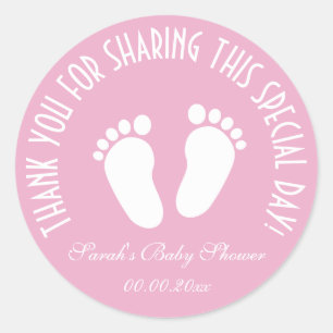 Rond Empreinte babyshower fête pour remercier sticker