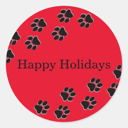 Rond Empreintes de pattes rouges - Sticker en cercle (Devant)