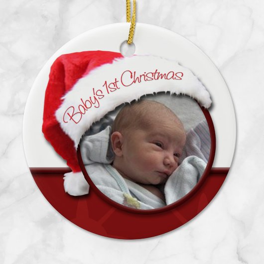 Rond En Céramique 1er Noël du bébé - Ornement photo du Père Noël