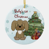 Rond En Céramique 1er ornement de chien de Noël pour bébé personnali (Devant)