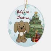 Rond En Céramique 1er ornement de chien de Noël pour bébé personnali (Gauche)