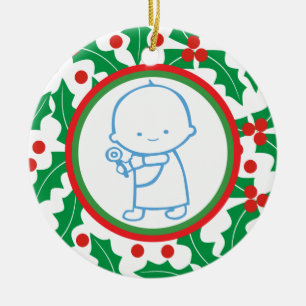 Rond En Céramique 1er Ornement personnalisé de Noël pour bébé de la