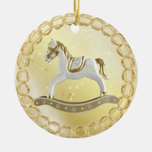 Rond En Céramique Bel ornement de fête vintage de cheval de