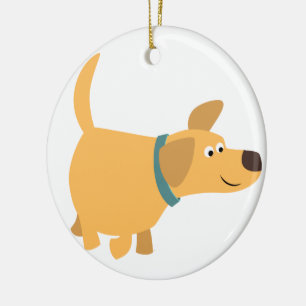 Rond En Céramique Cartoon mignon Ornement Labrador Jaune