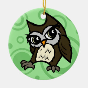 ROND EN CÉRAMIQUE CUTE OWL ROUND NOËL ORNEMENT DE VACANCES