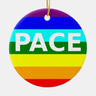 Rond En Céramique Drapeau Pace (Paix) Ornement italien