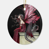 Rond En Céramique Fée Ruby agitée et ornement de dragon (Gauche)