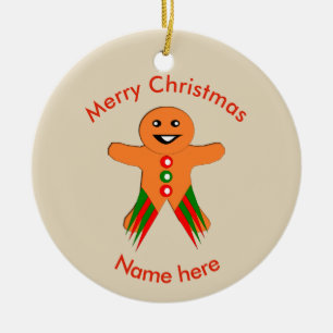 Rond En Céramique Fête de Noël Gingerbread Homme Ornement personnali