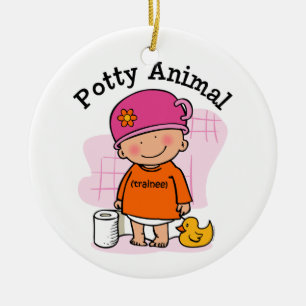 Rond En Céramique Fou ornement animal de fille