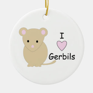 Rond En Céramique I ornement de gerbilles de coeur