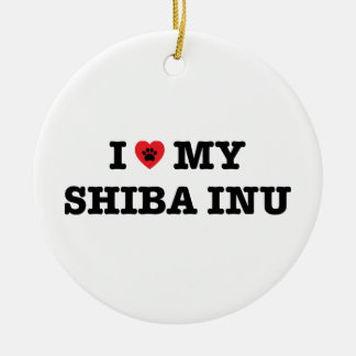 Rond En Céramique Je Coeur Mon Ornement Shiba Inu