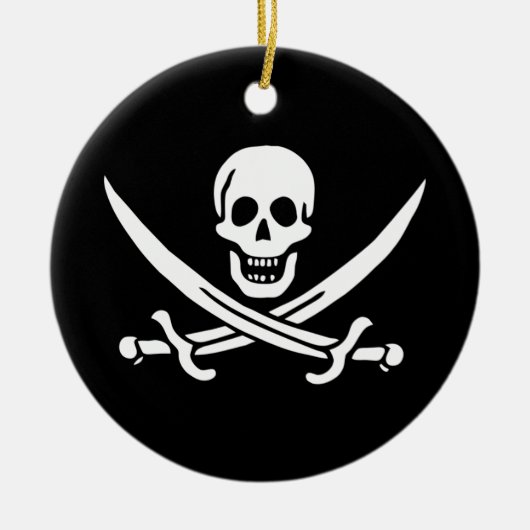 Rond En Céramique Jolly roger Pirate Drapeau Ornement (Devant)