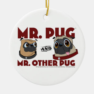 Rond En Céramique M. Pug et M. L'autre ornement de vacances de