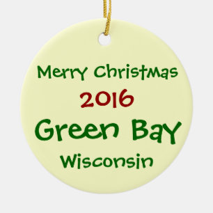 ROND EN CÉRAMIQUE NOUVEL ORNEMENT 2016 DE NOËL DU WISCONSIN DE GREE