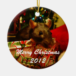 Rond En Céramique Ornement 2012 de rat de Noël