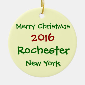 ROND EN CÉRAMIQUE ORNEMENT 2016 DE JOYEUX NOËL DE ROCHESTER NEW YORK