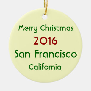 ROND EN CÉRAMIQUE ORNEMENT 2016 DE NOËL DE SAN FRANCISCO LA