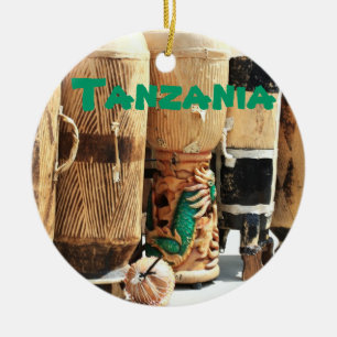 Rond En Céramique Ornement africain de Noël de bongos de la Tanzani