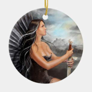 Rond En Céramique ornement Angel noir