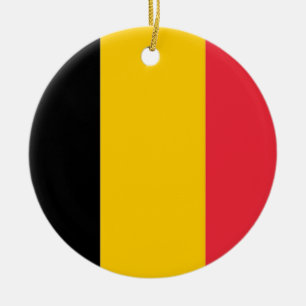 Rond En Céramique Ornement avec drapeau de Belgique