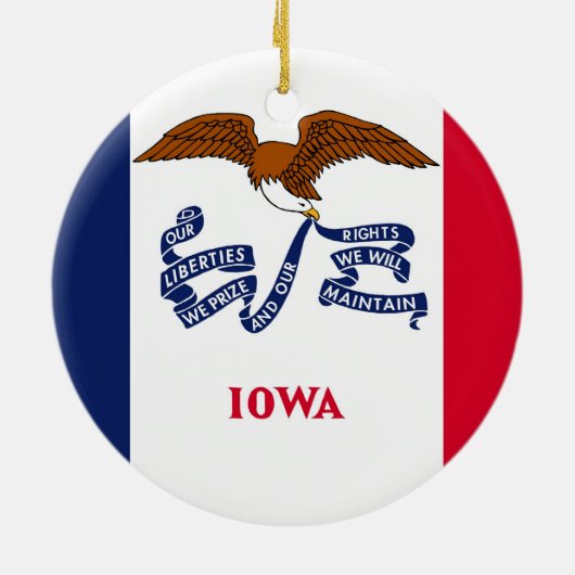 Rond En Céramique Ornement avec drapeau de l'Iowa (Dos)