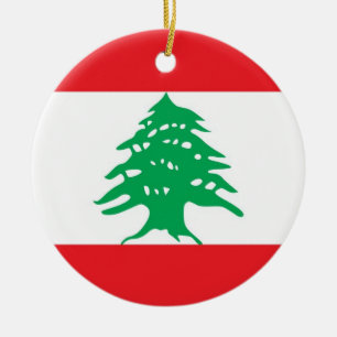 Rond En Céramique Ornement avec drapeau du Liban