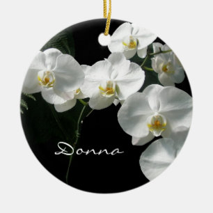 Rond En Céramique Ornement blanc de Noël d'orchidées