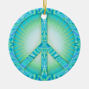 Rond En Céramique Ornement bleu de symbole de paix