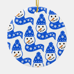 Rond En Céramique Ornement Blue Snowman