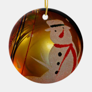 Rond En Céramique Ornement Bonhomme de Neige givré