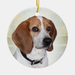 Rond En Céramique Ornement d'ange de beagle