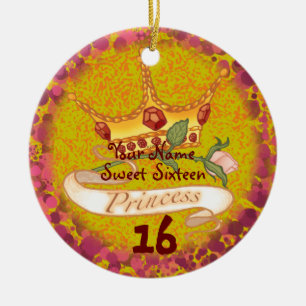 Rond En Céramique Ornement d'anniversaire de princesse pour 16 ans d