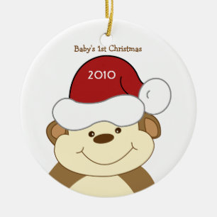 Rond En Céramique Ornement d'arbre de Noël du BÉBÉ de SINGE ęr