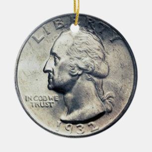 Rond En Céramique Ornement d'argent de quart de dollar