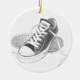 Rond En Céramique Ornement d'art de baskets