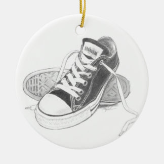 Rond En Céramique Ornement d'art de baskets